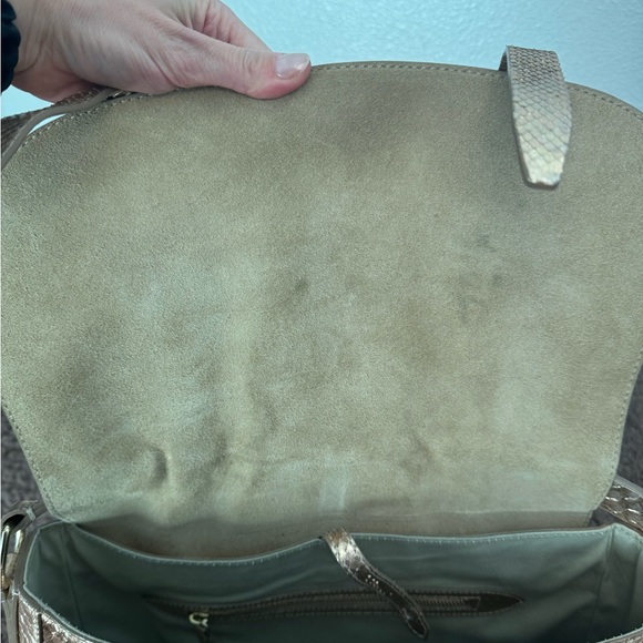 $3950 Ralph Lauren Python Snake Leather Bag Rose Gold Crossbody Satchel - Picture 8 of 10